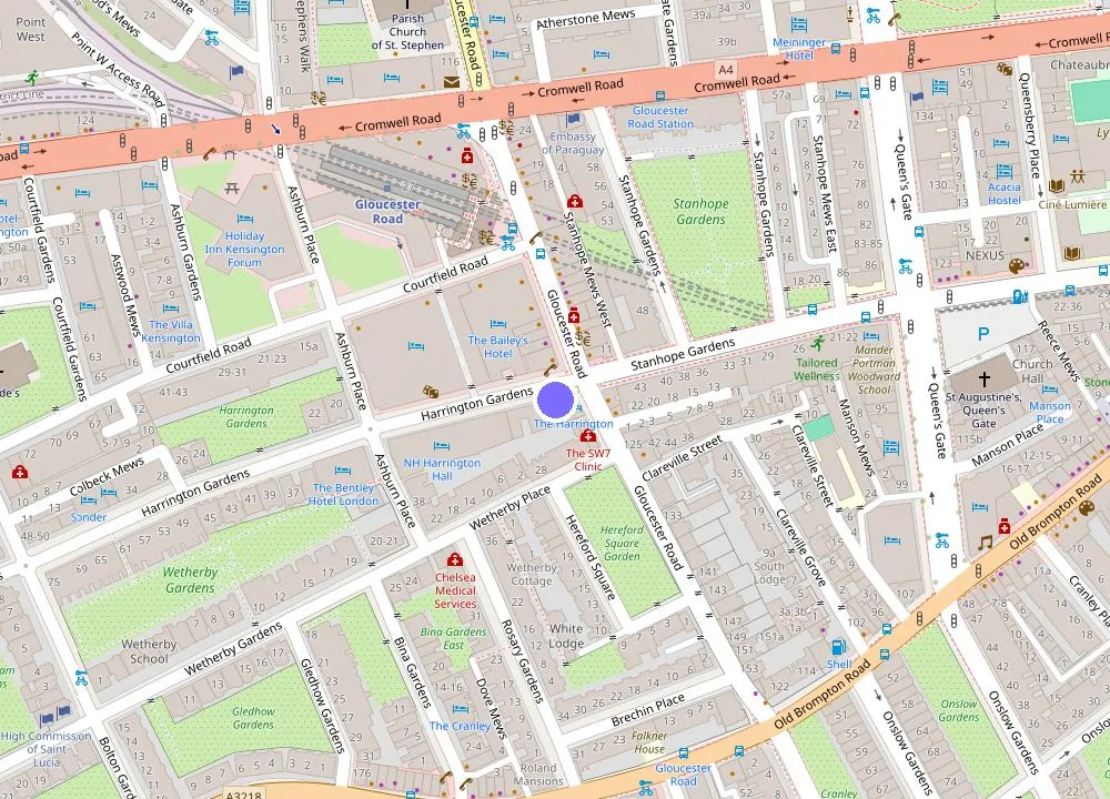 Map: The Harrington - Gloucester Road - 1 Harrington Gardens